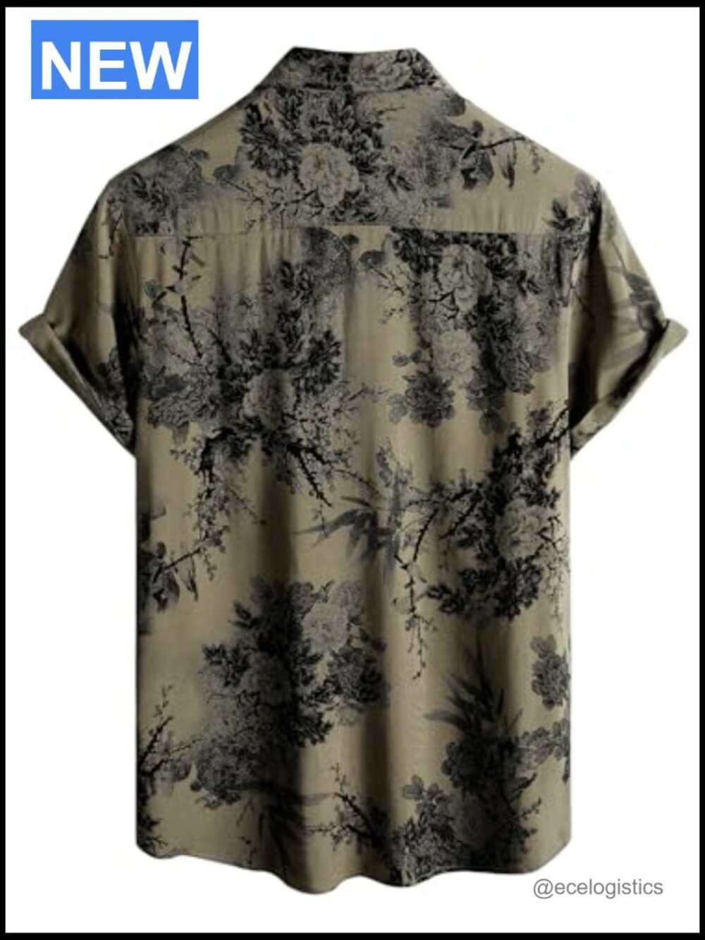 Short Sleeve Button Down Tropical Floral Summer Beach Shirt Men - Picture 3 of 6